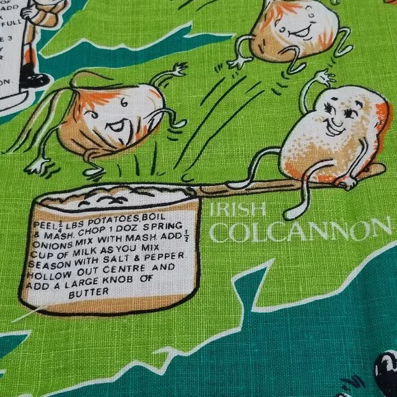Vintage Irish Recipes Linen Tea Towel – A Nostalgic Kitchen Treasure - Picture 9 of 15